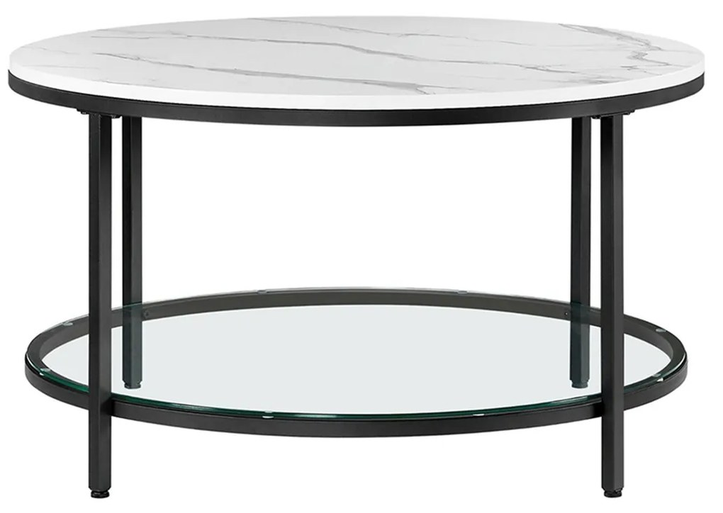 Mesa de centro VASAGLE LCT071B13, mesa de sala de estar, mesa de sofá, com tampo de vidro, amplo espaço de armazenamento, fácil montagem, estilo moderno, efeito mármore branco, estrutura preta