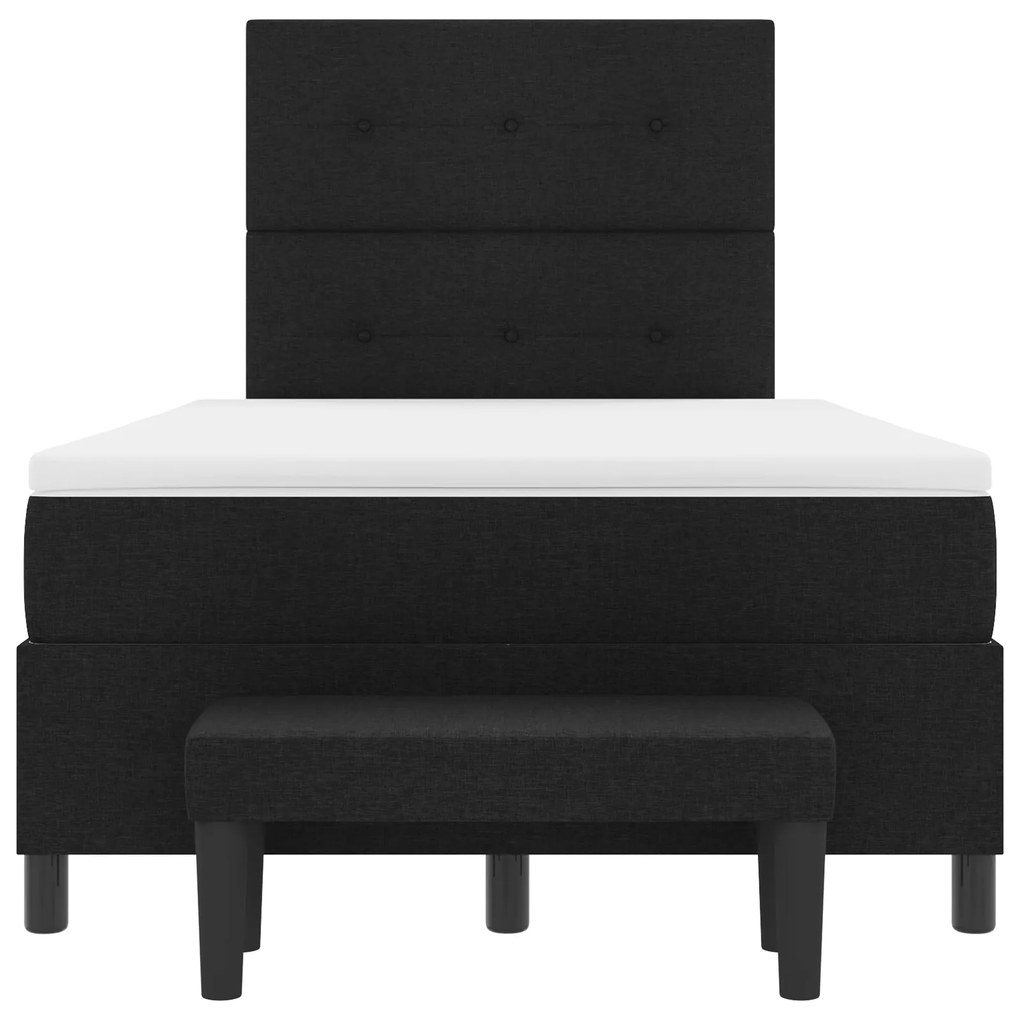 Cama Box Spring com Colchão e Banco Preto 120x200 cm Tecido