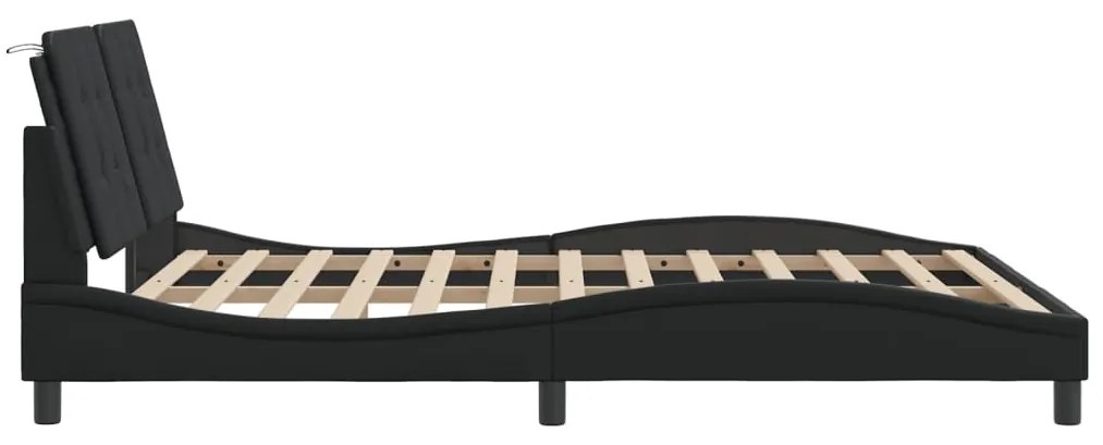 Estrutura de cama c/ luzes LED 160x200cm couro artificial preto