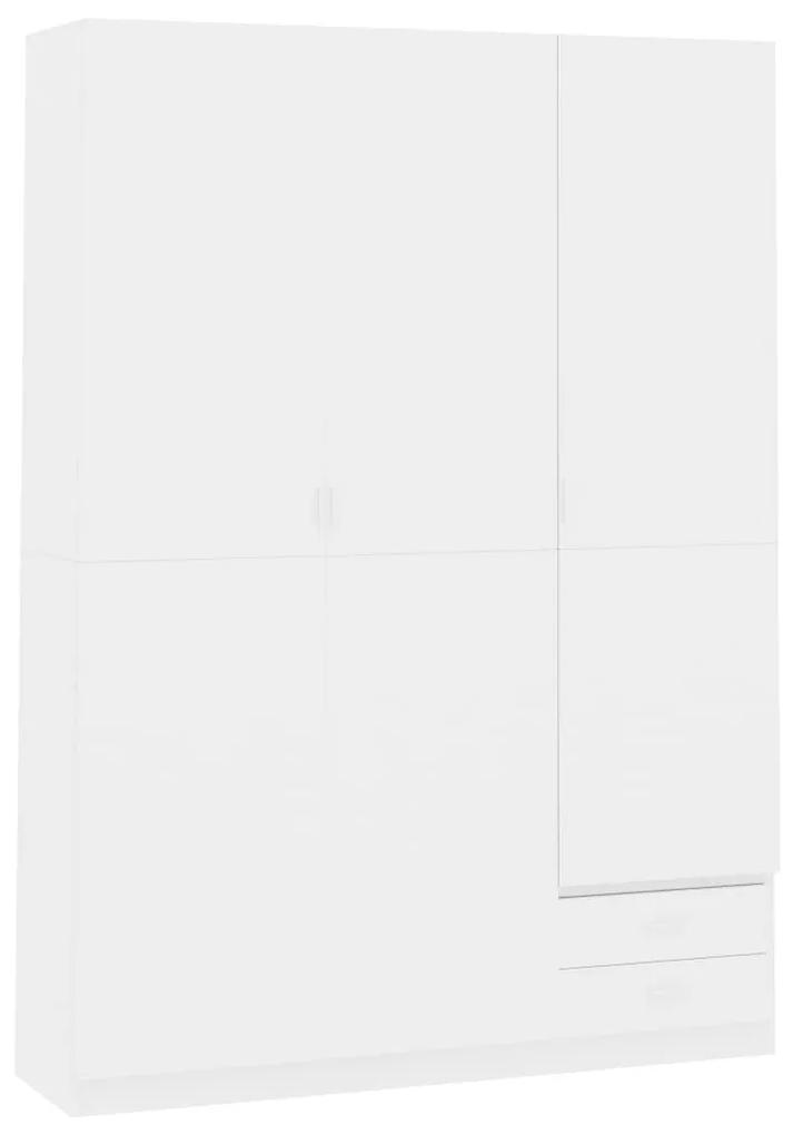 Roupeiro 3 portas 120x50x180 cm contraplacado branco brilhante