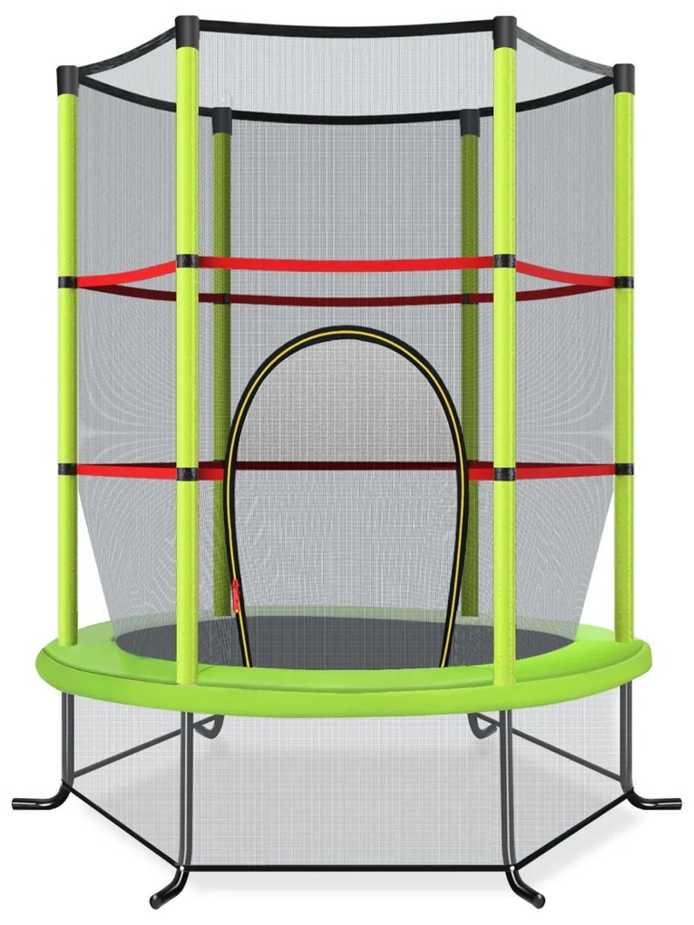 Trampolim para crianças 191 cm com rede de segurança e almofada para molas recreativas Estrutura em aço Verde