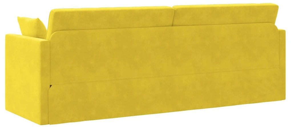 Sofá-Cama de Chão 2 em 1 Amarelo 213x144x60 cm Veludo