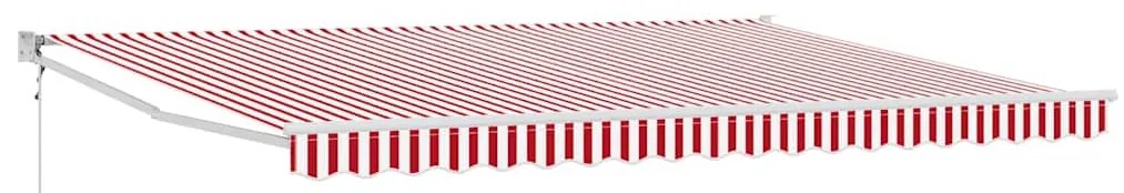Toldo Retrátil Automático Listrado Vermelho e Branco 450x300 cm