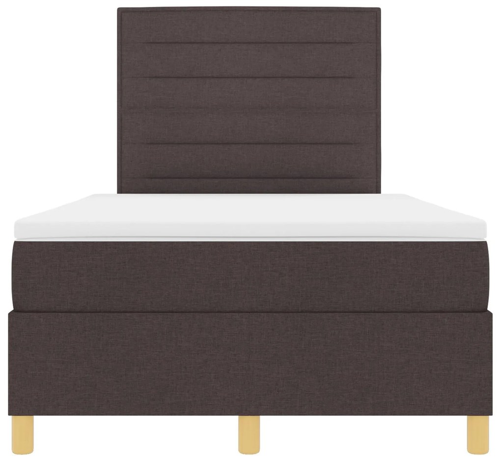 Cama Box com Colchão & LED Castanho Escuro 120x190 cm Tecido