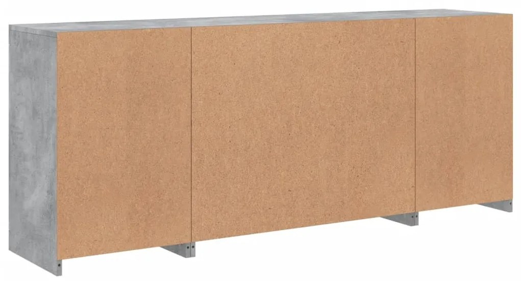 Aparador com luzes LED 163x37x67 cm cinzento cimento