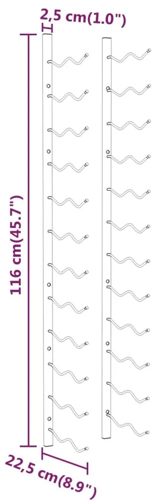 Garrafeira de parede para 24 garrafas ferro branco