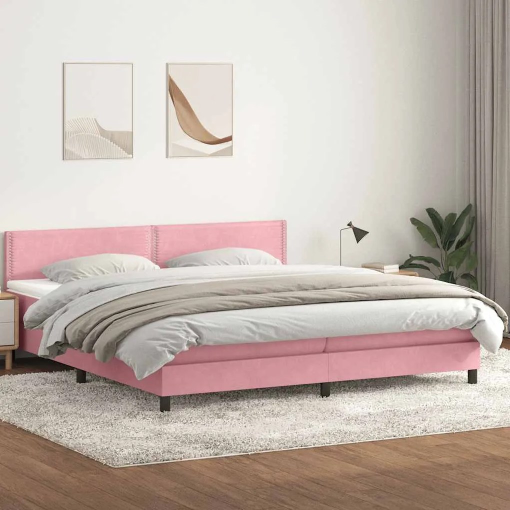 vidaXL Cama com molas/colchão 180x210 cm veludo Rosa