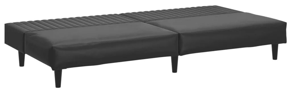 Sofá-cama de 2 lugares couro artificial preto