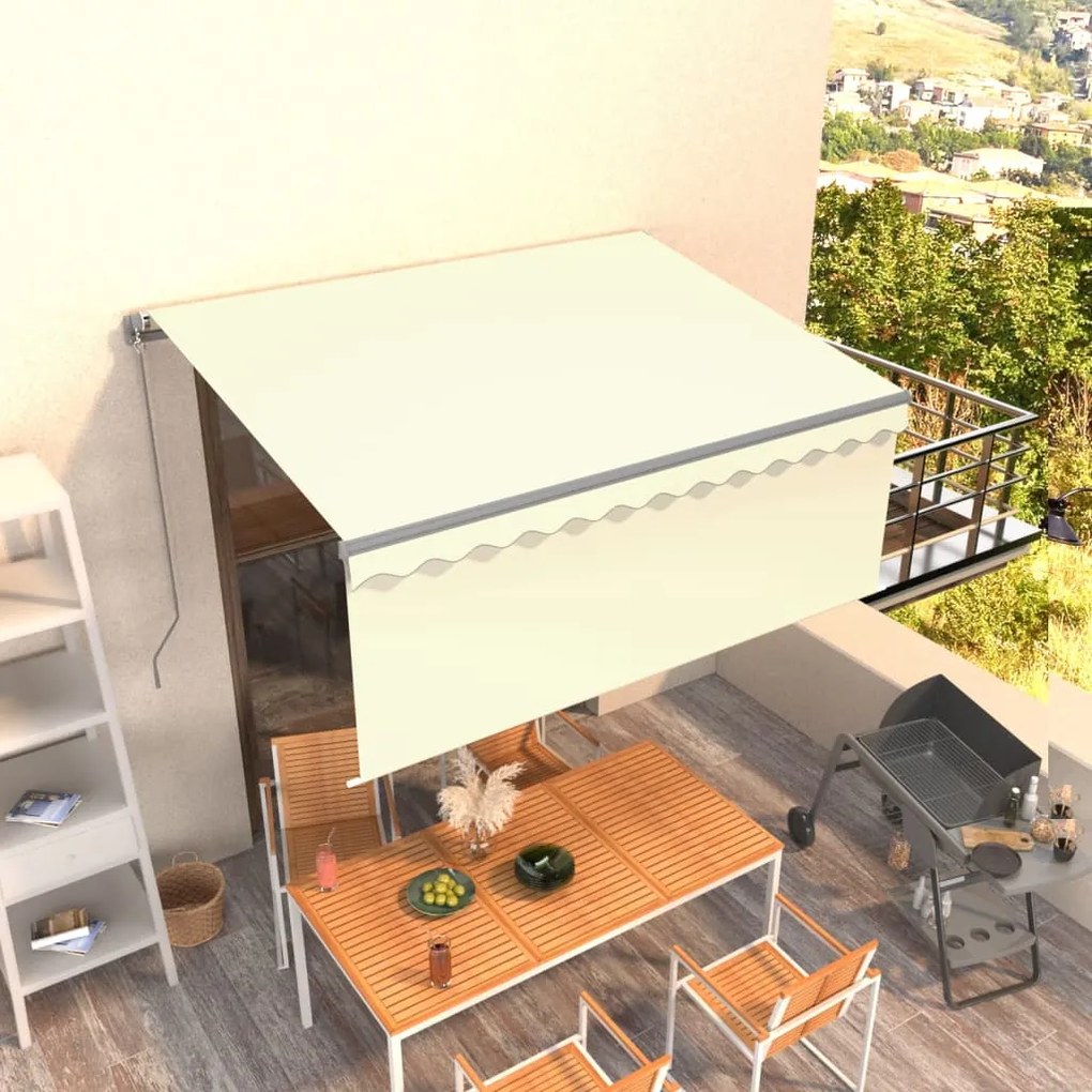 vidaXL Toldo retrátil manual com estore 3,5x2,5 m cor creme