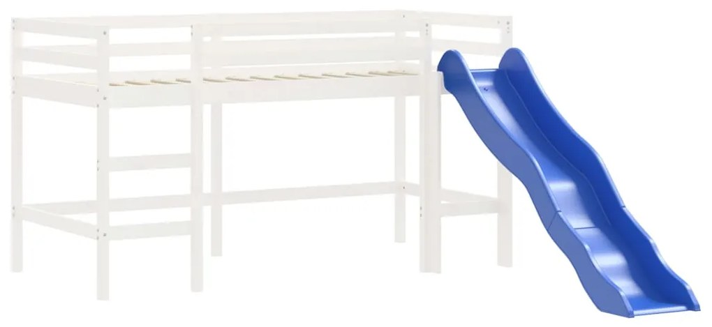 Cama alta para criança com torre 80x200 cm pinho maciço azul