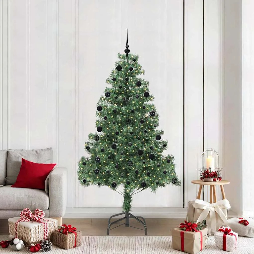 vidaXL Árvore de Natal com 300 LEDs com suporte Verde 210 cm PVC