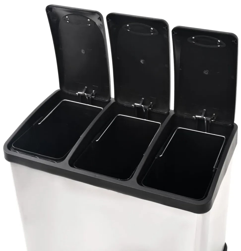 Caixote do lixo para reciclagem com pedais 24 L aço inoxidável