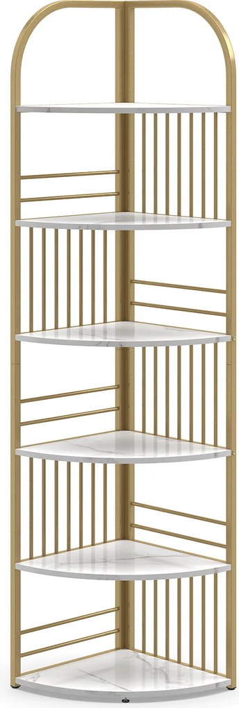 Estante de canto com 6 prateleiras, 42 x 42 x 181,5 cm, Estrutura metálica para plantas, exposição vertical para sala, quarto ou escritório, Branco e