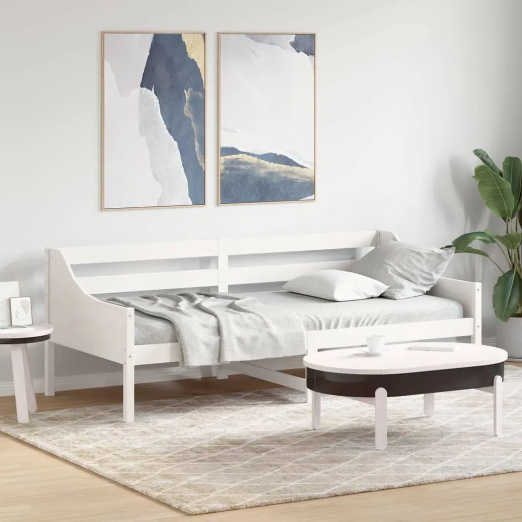 Sofá-cama sem colchão 90x200 cm madeira de pinho maciça branco