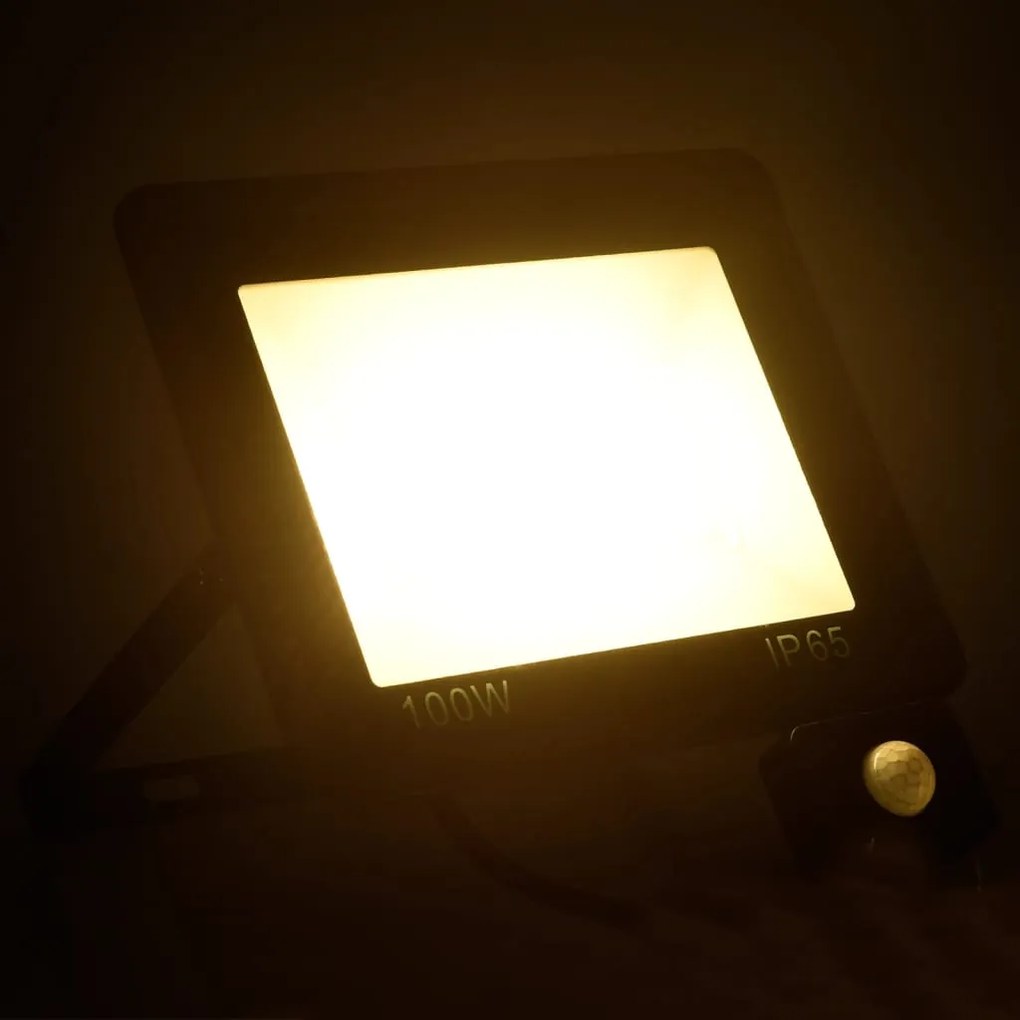 Projetor c/ iluminação LED e sensor 100 W branco quente