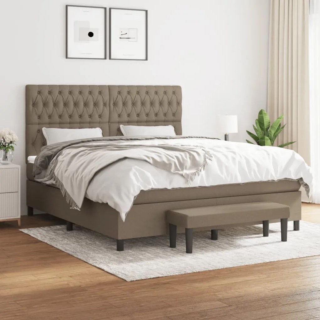 vidaXL Cama com molas/colchão 180x200 cm tecido castanho-acinzentado