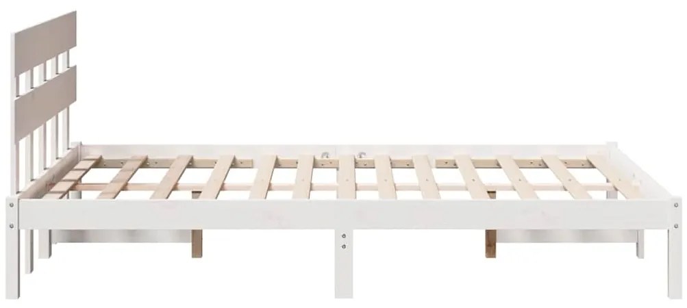 Estrado de Cama com Cabeceira Branco 120x190 cm Madeira Maciça de Pinh