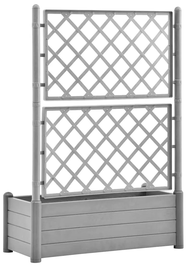 Vaso/floreira de jardim c/ treliça 100x43x142 cm PP cinza pedra
