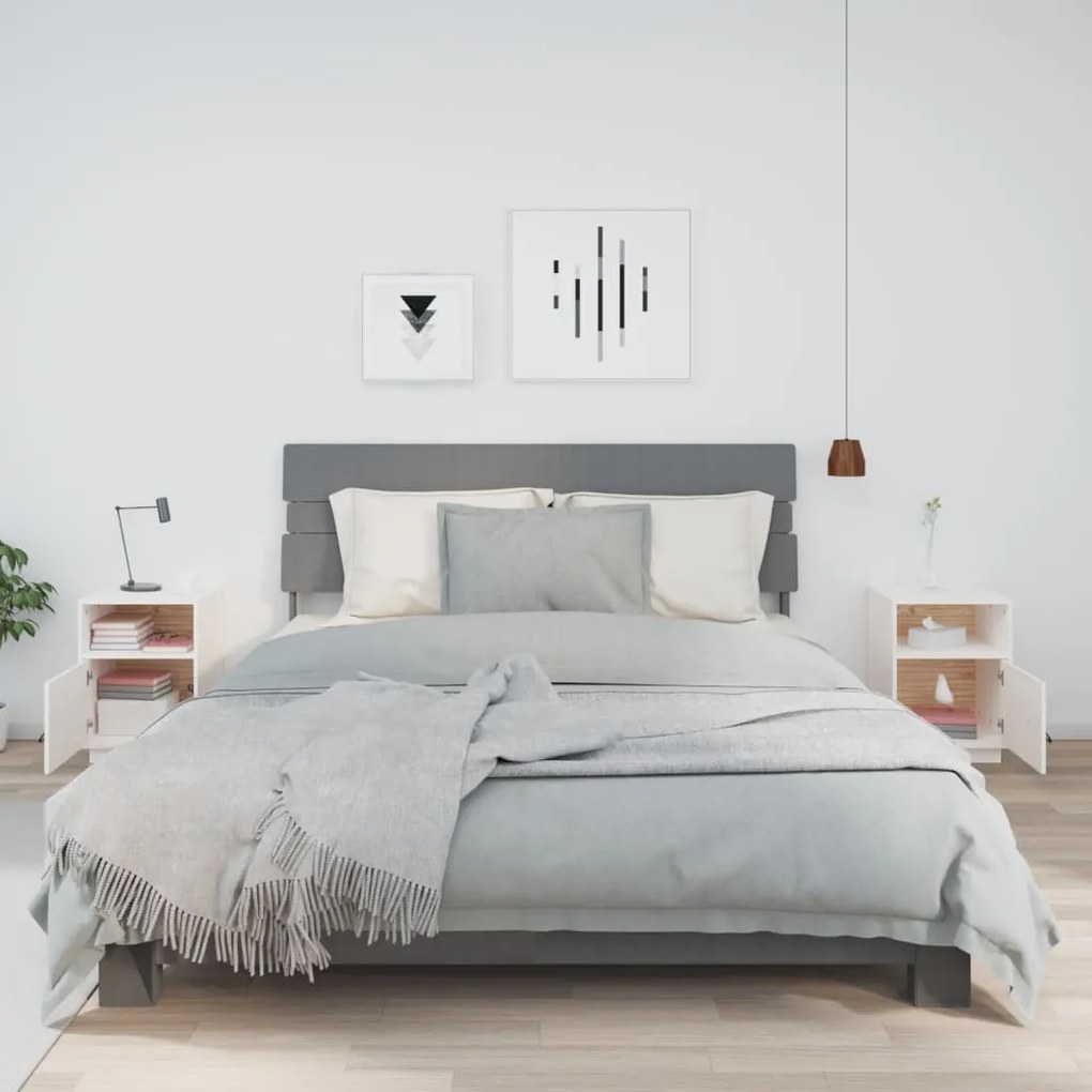 Mesas de cabeceira 2 pcs 40x34x55 cm pinho maciço branco