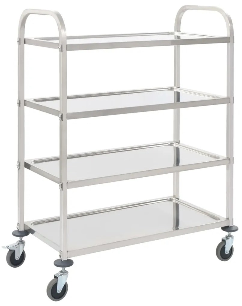 vidaXL Carrinho de cozinha de 4 níveis 107x55x125 cm aço inoxidável