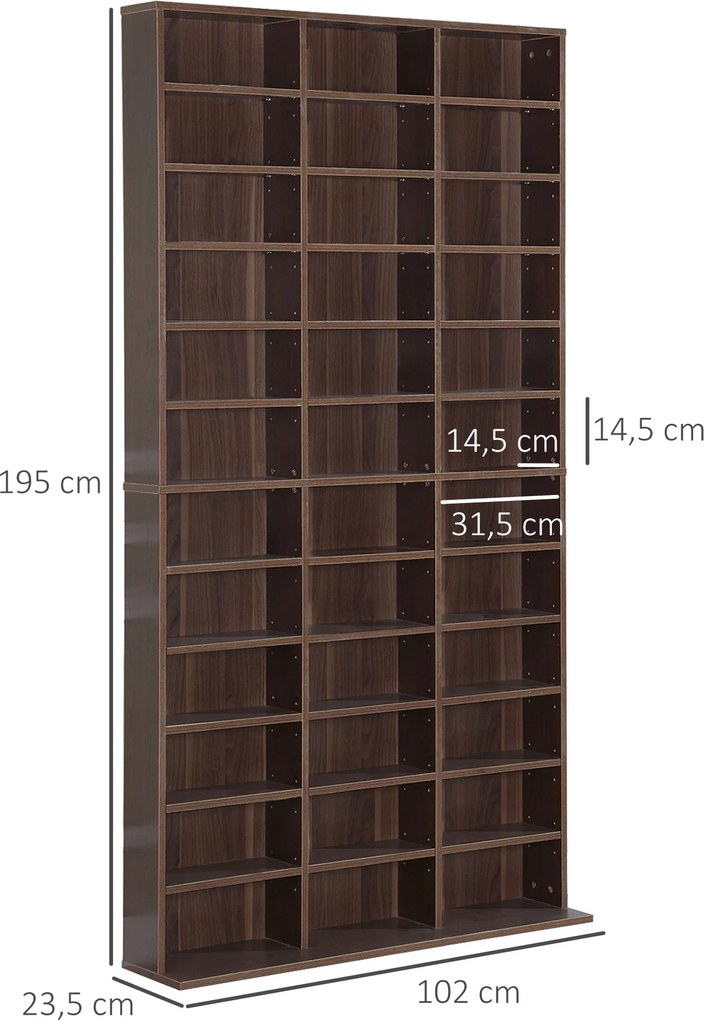 Organizador para CD e DVD, estante de arrumação, capacidade máxima de 1116 CD/528 DVD, 36 compartimentos e prateleiras ajustáveis, para escritório, sa