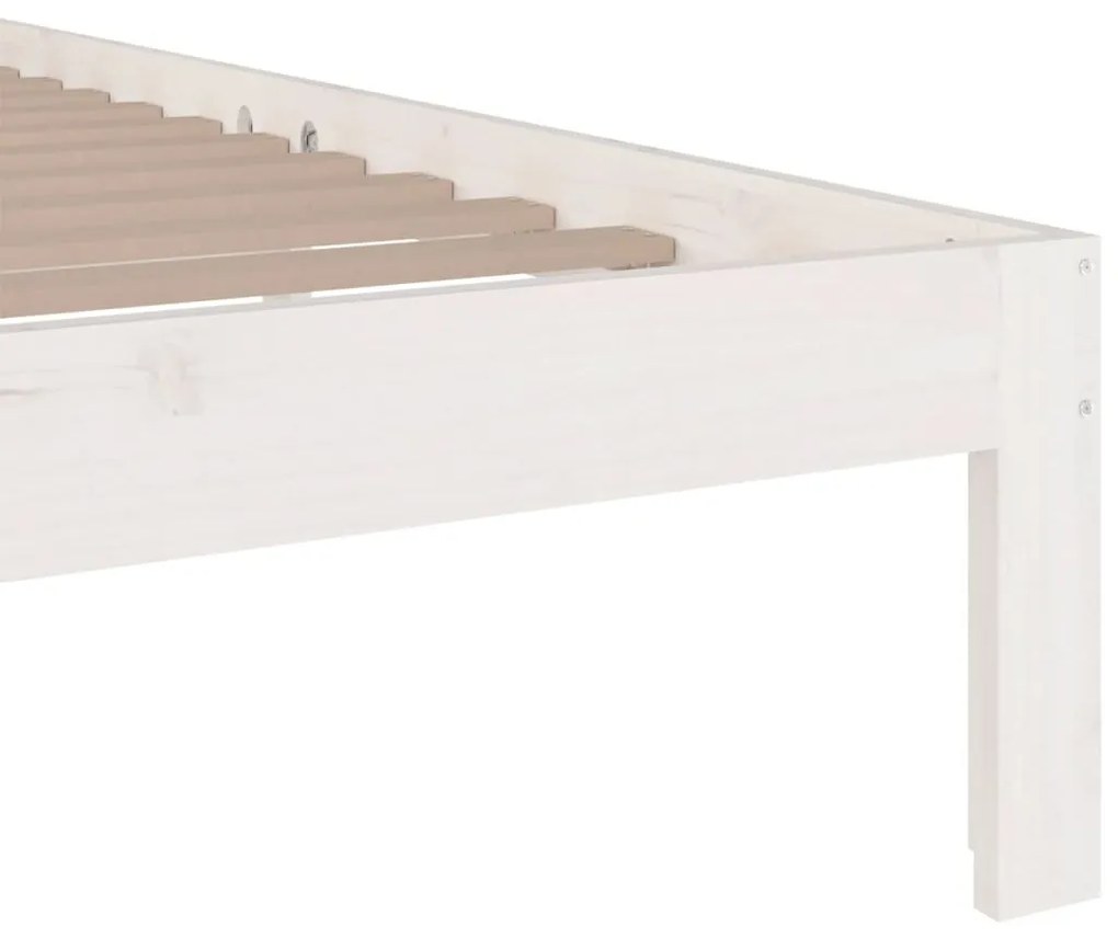 Estrutura de cama casal 135x190 cm madeira maciça branco