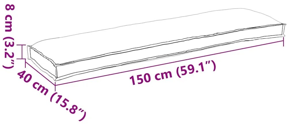 almofadas para pallet para banco 2 pcs Bege 150x40x8 cm tecido Oxford