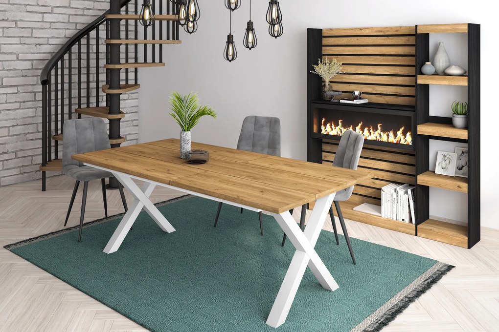 Mesa de sala de jantar | 10 pessoas | 200 | Robusto e estável graças à sua estrutura e pernas sólidas | Ideal para reuniões familiares | Oak | Estilo