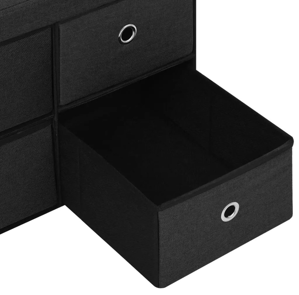 Banco de arrumação dobrável 76x38x38 cm linho falso preto