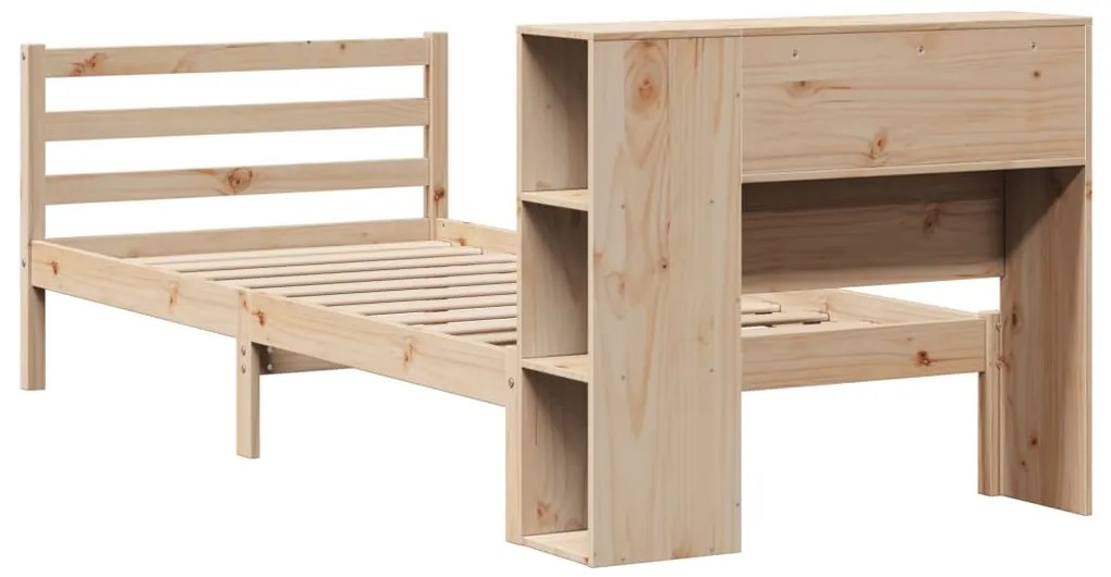 Cama com estante sem colchão 75x190 cm pinho maciço