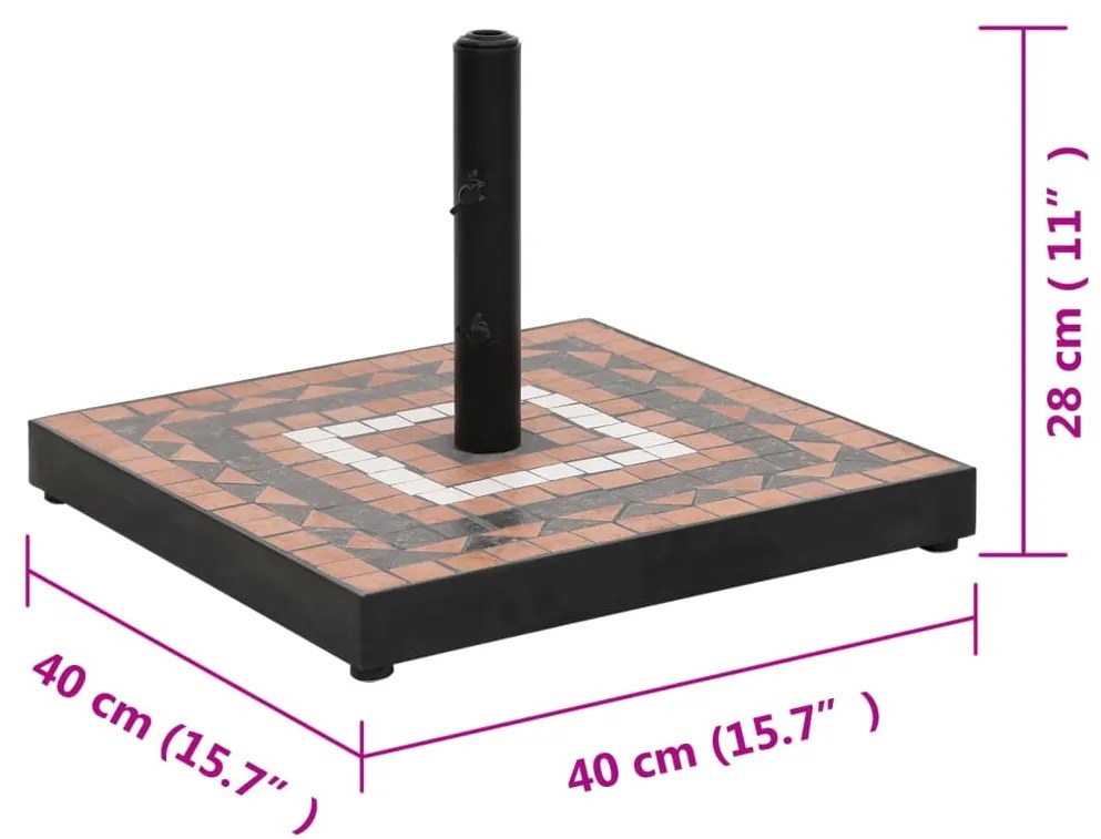 Base para guarda-sol quadrada 12 kg terracota e branco