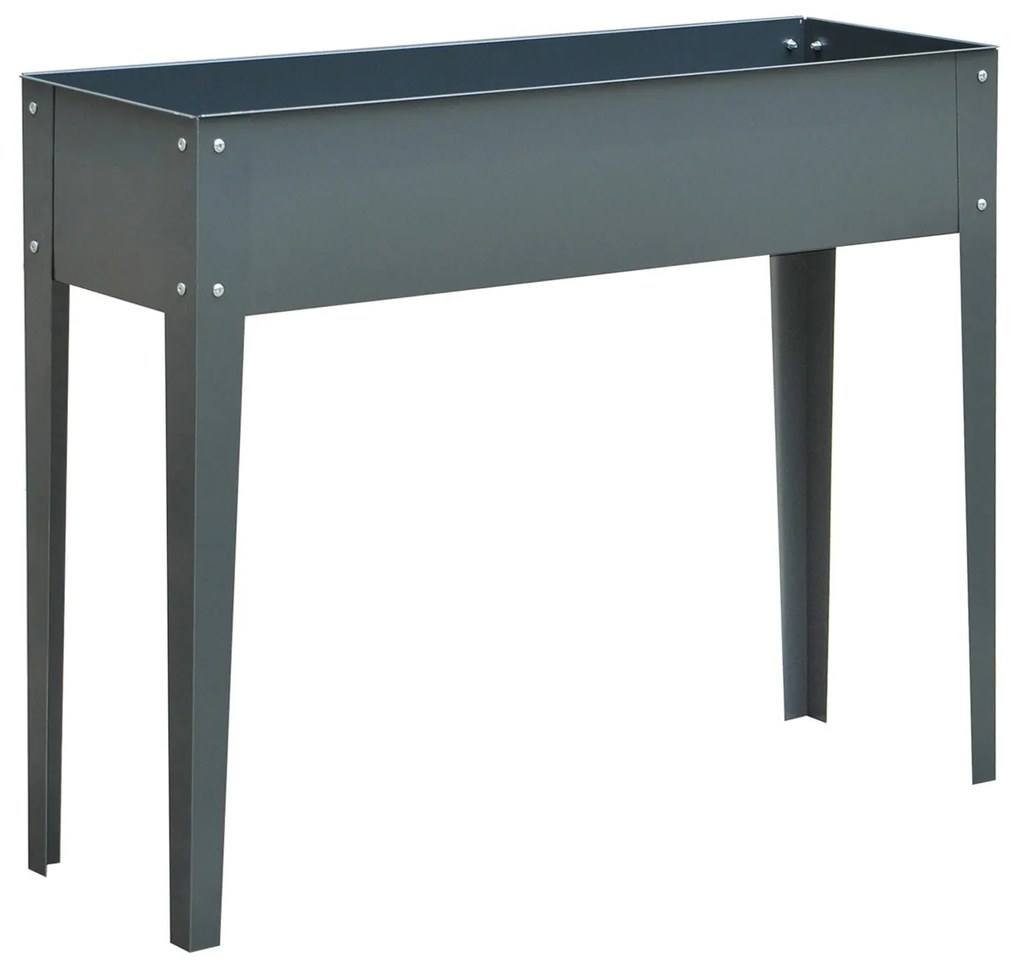 Outsunny Floreira Elevada Mesa para Cultivo Retangular para Plantas Verduras e Flores com 3 Orifícios de Drenagem 100x30x80cm Cinza