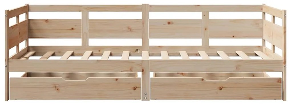 Sofá-cama com gavetas 90x190 cm madeira de pinho maciça