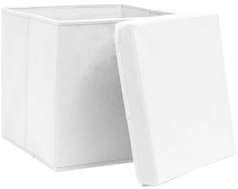 Caixas de arrumação com tampas 4 pcs 28x28x28 cm branco