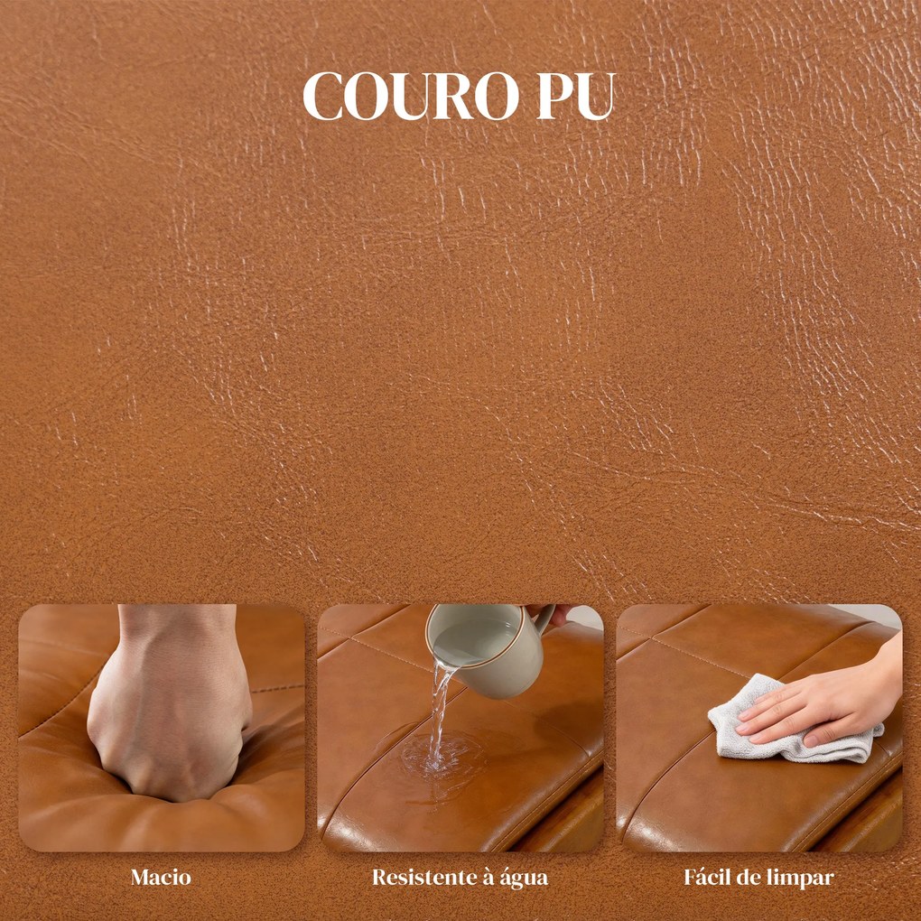 Conjunto de 2 Cadeiras de Jantar (MESA NÃO INCLUIDA)  Estofadas em PU com Assento Acolchoado e Pés de Madeira para Sala de Estar Castanho