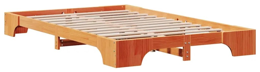 Cama Castanho Encerado 140x190 cm de Madeira de Pinho Maciça