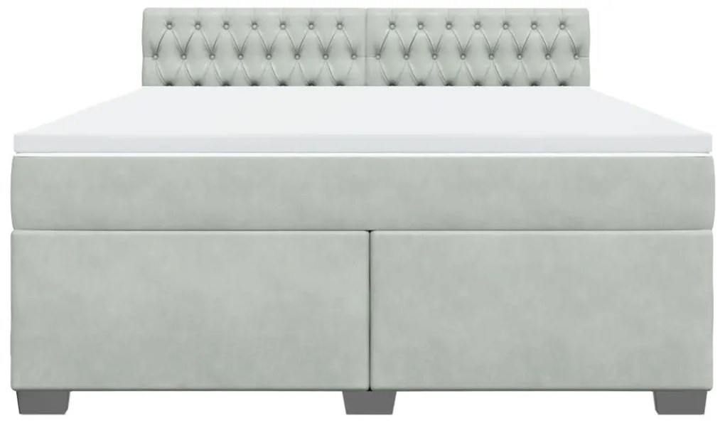 Cama com molas/colchão 180x200 cm veludo cinzento-claro
