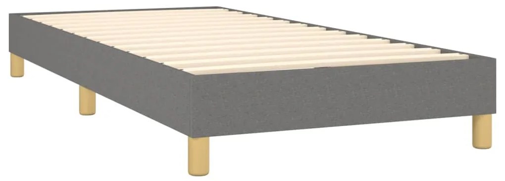 Cama box spring c/ colchão e LED 90x190 cm tecido cinza-escuro