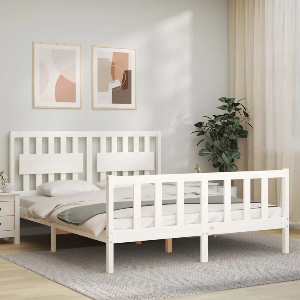 vidaXL Cama sem colchão 160x200 cm madeira de pinho maciça branco