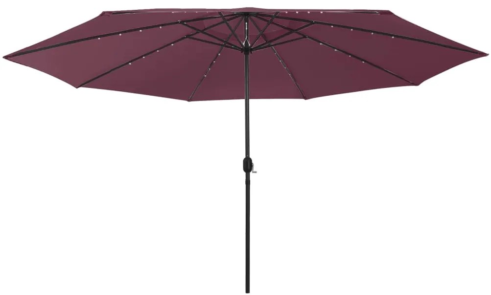 Guarda-sol de jardim com luzes LED 400 cm bordô
