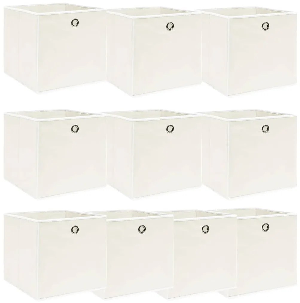 vidaXL Caixas de arrumação 10 pcs 32x32x32 cm tecido branco
