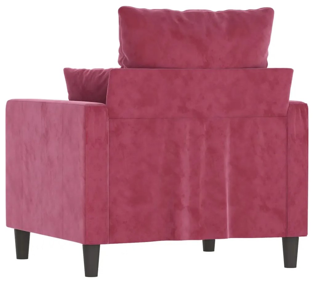 Poltrona 60 cm veludo vermelho-tinto