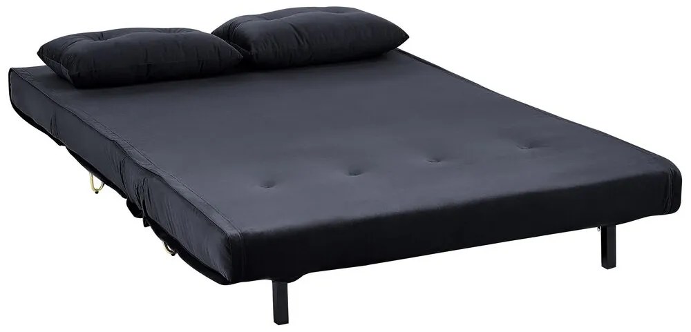 Sofá-cama de 2 lugares em veludo preto VESTFOLD Beliani