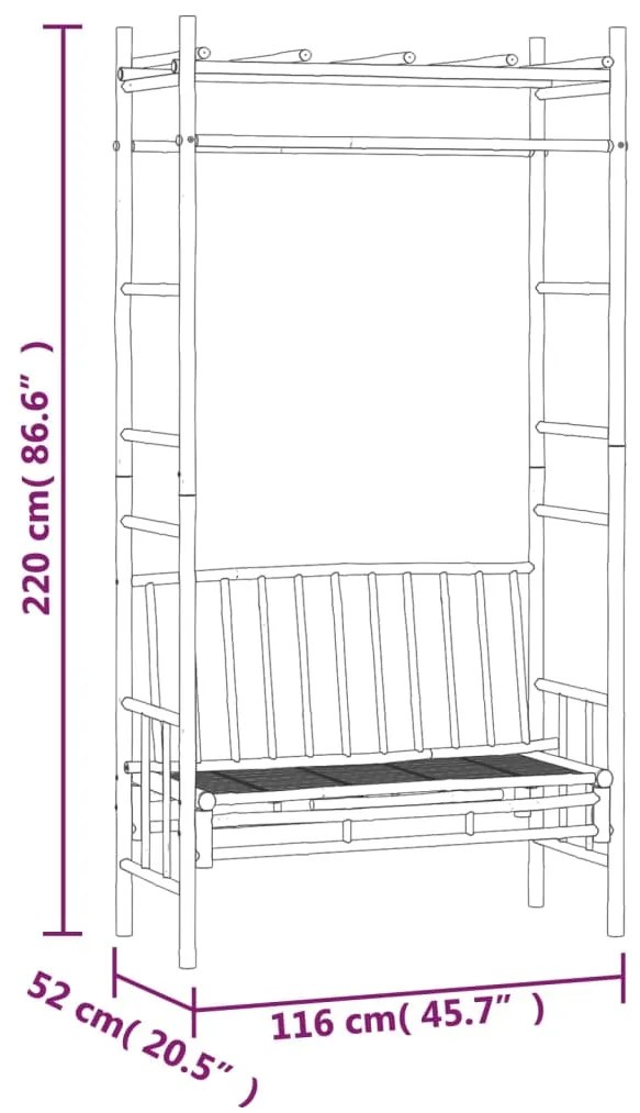 Banco de jardim com pérgola 116 cm bambu