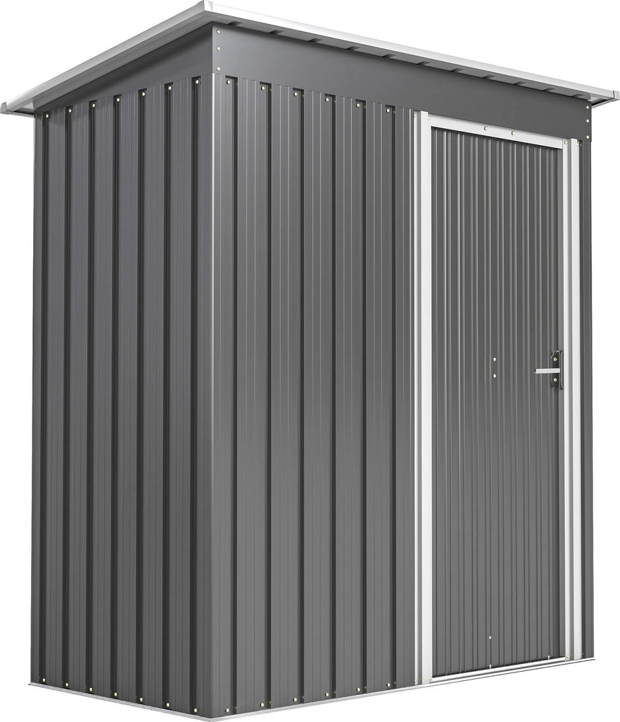 Outsunny Abrigo de Jardim Exterior 163x89x182 cm Abrigo Metálico para Ferramentas com Porta de Correr e Teto Inclinado Cinzento | Aosom Portugal