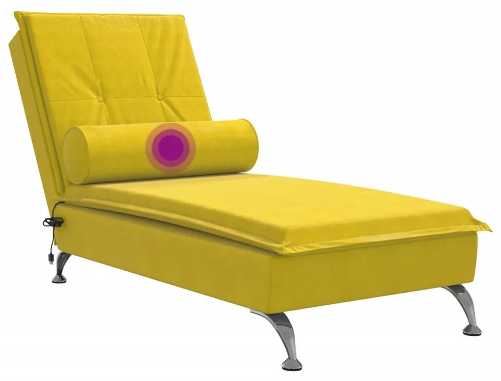 Chaise lounge de massagem com rolo veludo amarelo