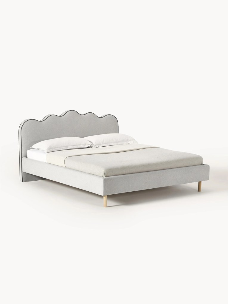 Upholstered Bed Romy with Wavy Headboard