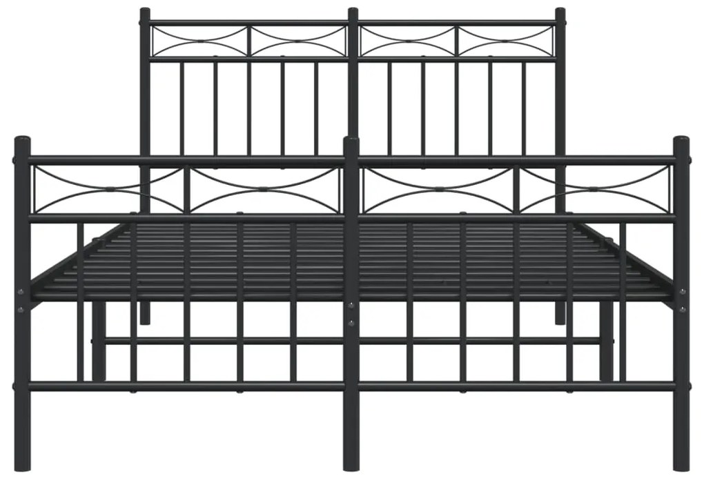 Estrutura de cama com cabeceira e pés 120x200 cm metal preto