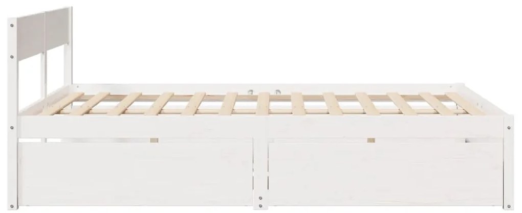 Cama sem colchão 140x200 cm madeira de pinho maciça branco