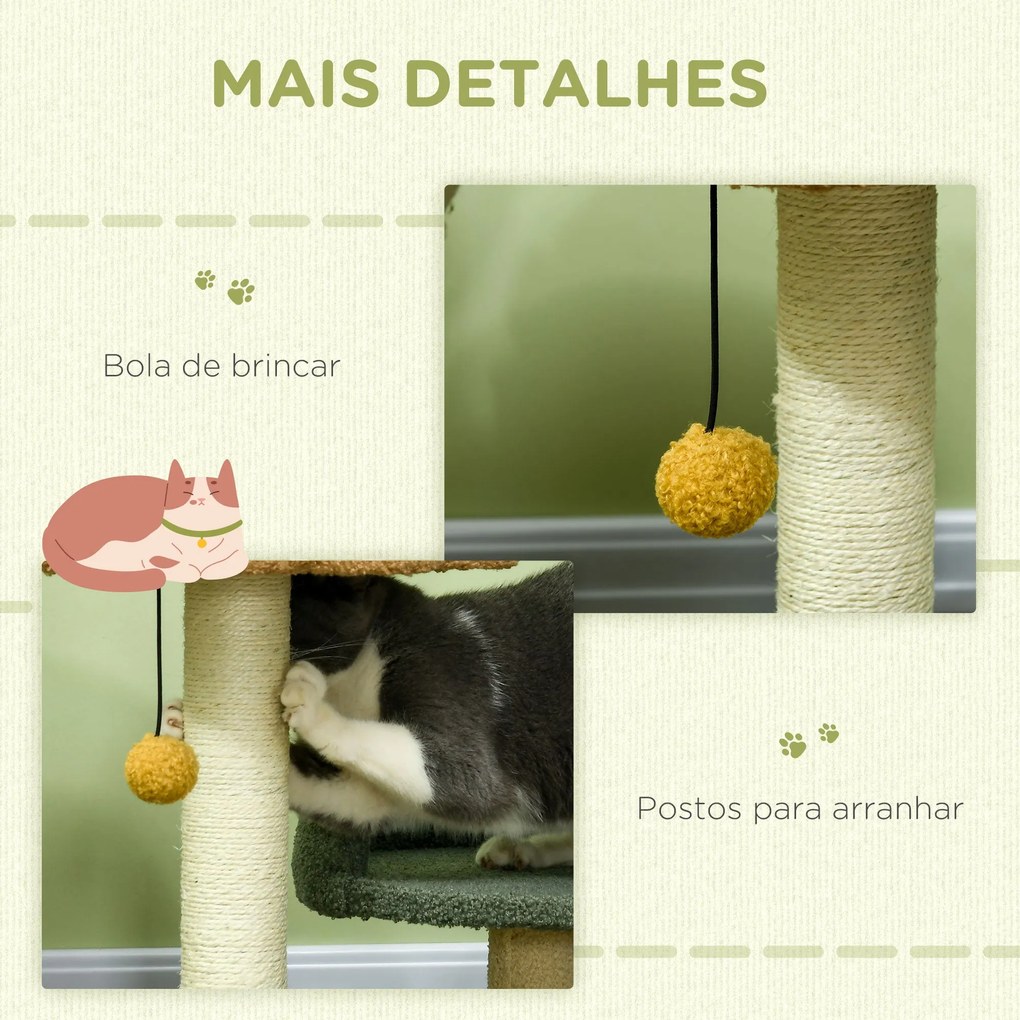 PawHut Arranhador para Gatos Pequeno com 52 cm Torre para Gatos Centro